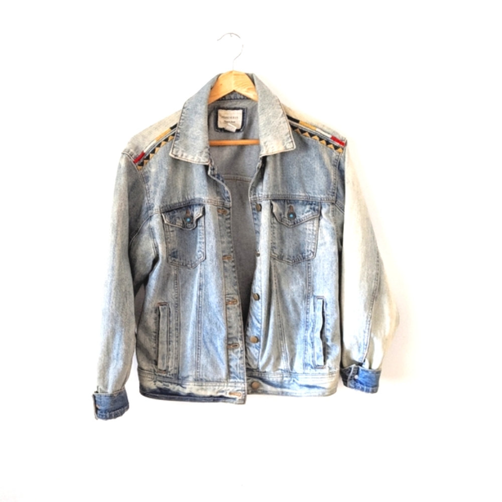 F21 Boho Denim Jacket with Embroidery